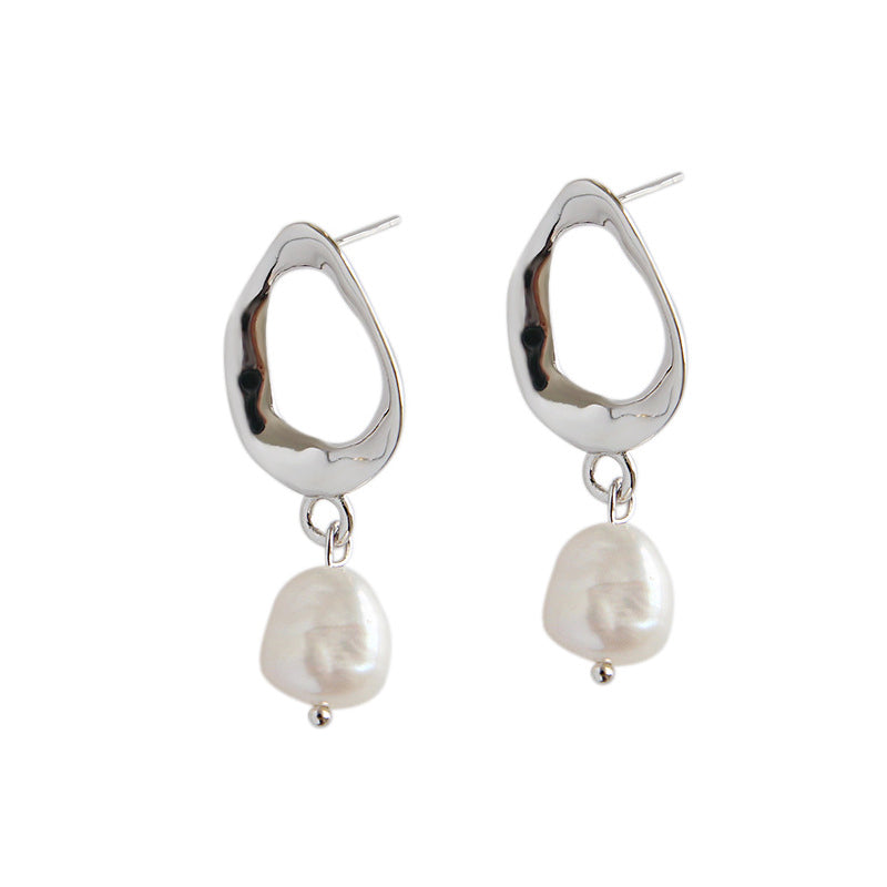 Boucles d’oreilles pendantes perle naturelle – Argent 925