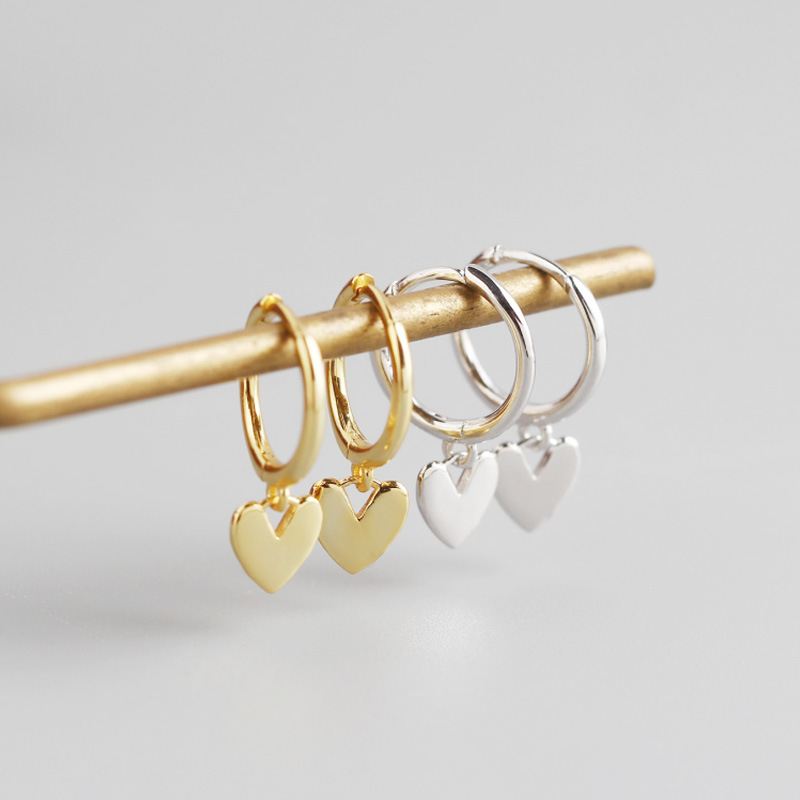 Boucles d’oreilles avec cœur en argent sterling 925