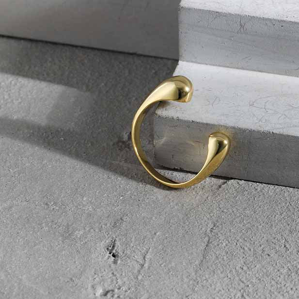 Minimalist teardrop ring in 925 sterling silver – Adjustable 