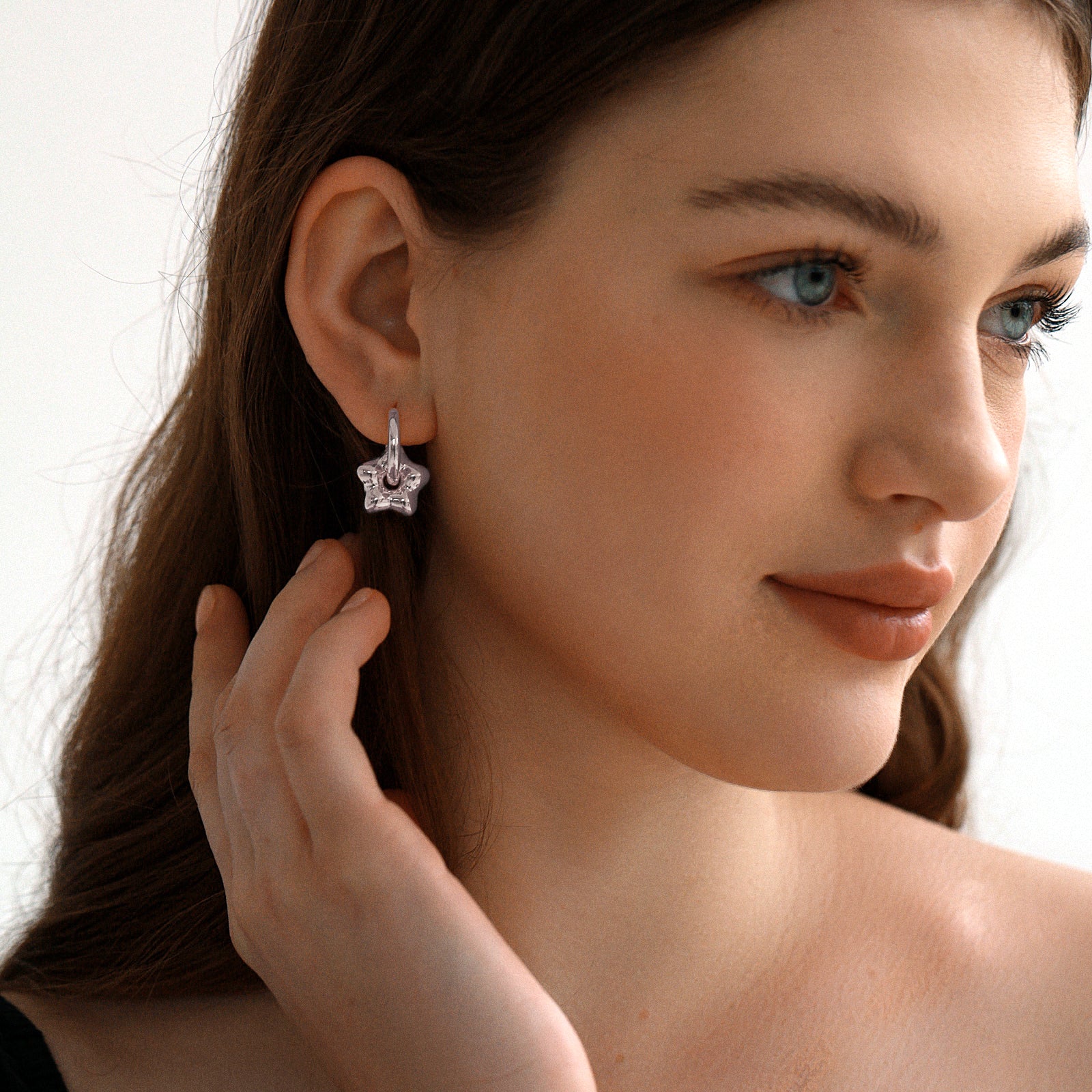 Boucles d’oreilles anneaux étoile – Argent 925 Deluxe