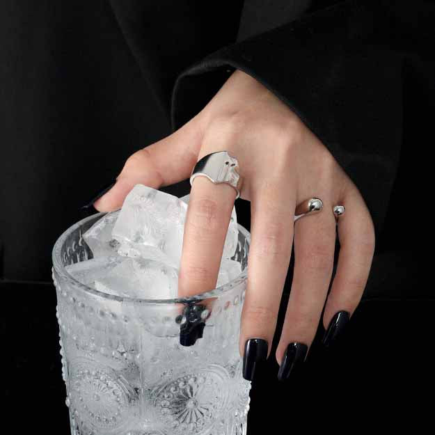 Bague minimaliste Goutte d’eau en argent sterling 925 – Ajustable