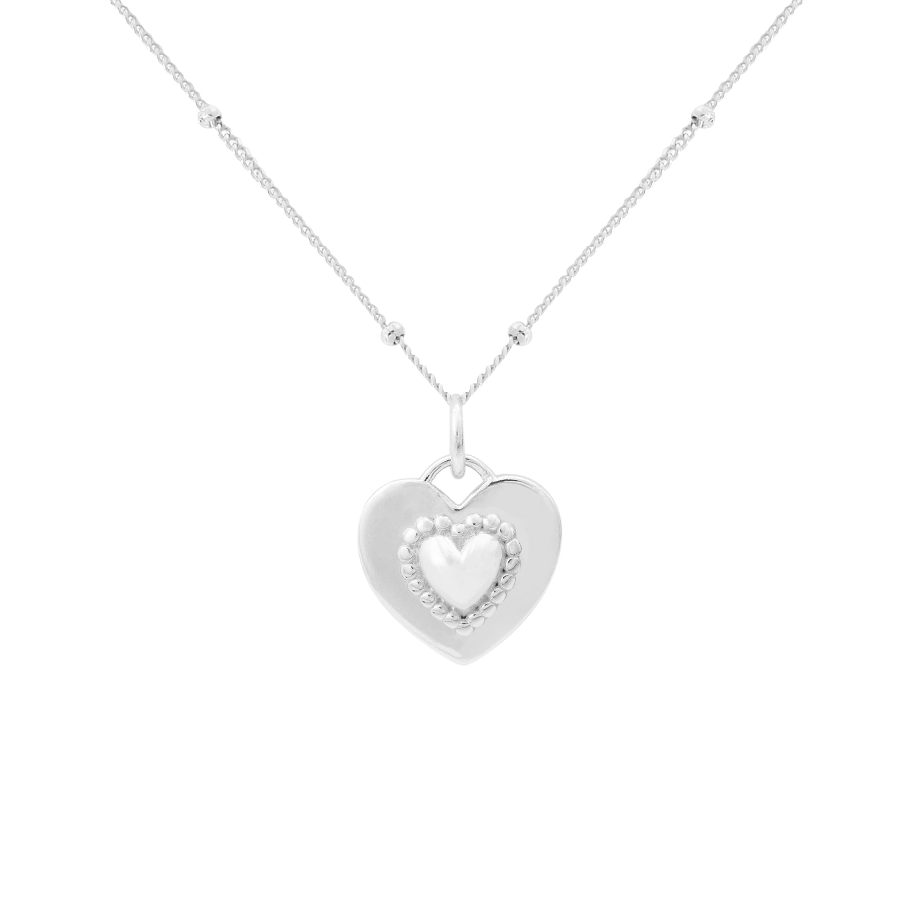 Saint-Valentin: Collier en argent sterling 925 avec cœur en zircon cubique rose (réversible)