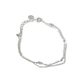 Bracelet double rang en argent sterling 925, chaîne fine et perles argentées