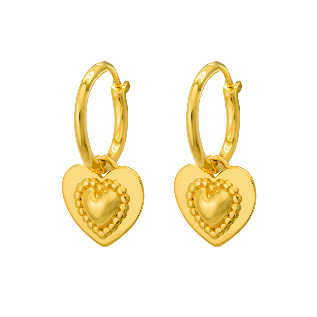 Saint-Valentin: Boucles d’oreilles créoles avec cœur en zircon cubique rose et en argent sterling 925