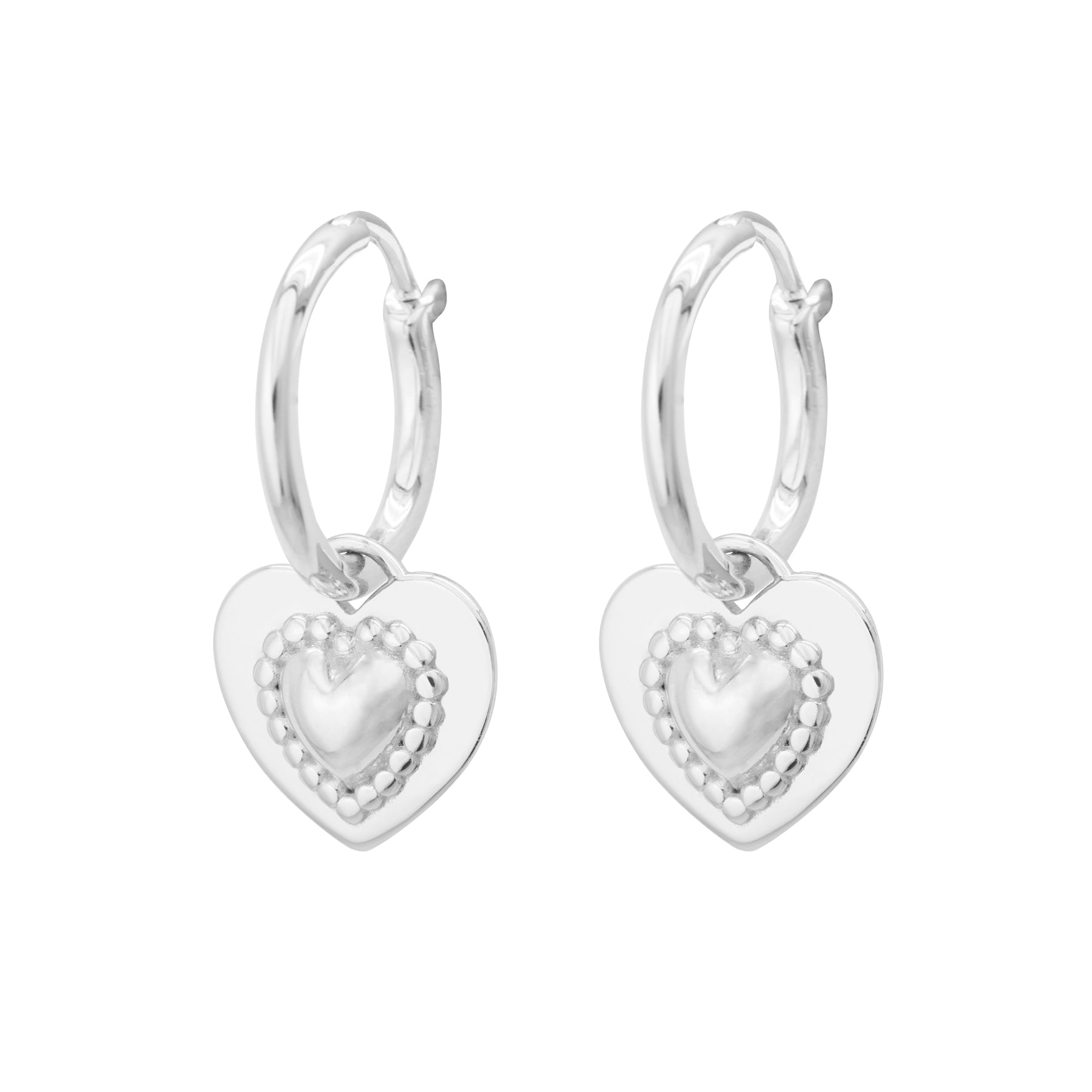 Saint-Valentin: Boucles d’oreilles créoles avec cœur en zircon cubique rose et en argent sterling 925