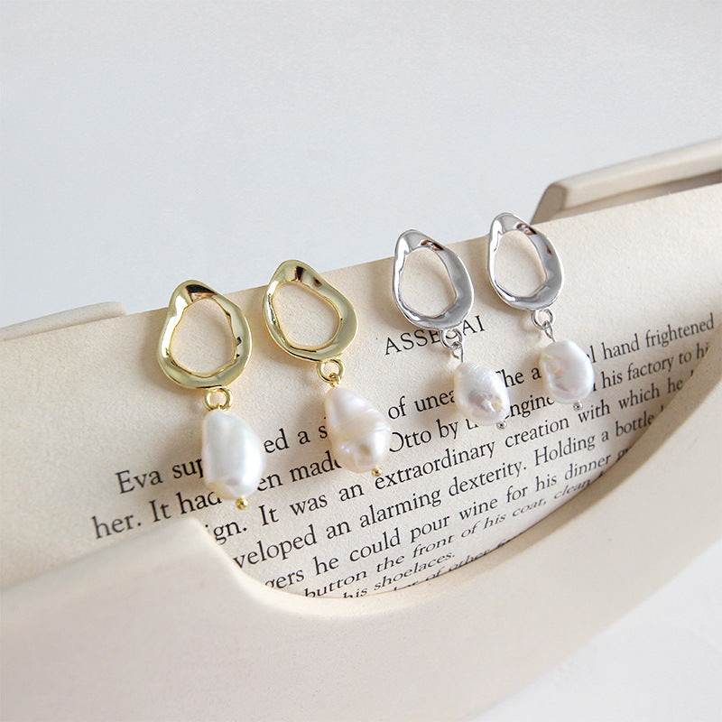 Boucles d’oreilles pendantes perle naturelle – Argent 925